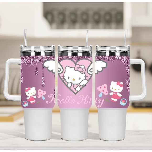 Custom 40 oz Tumbler Cartoon Kawaii Hello Kitty, Pink Kitty, Pink Cat Tumbler 40 - Picture 7 of 7